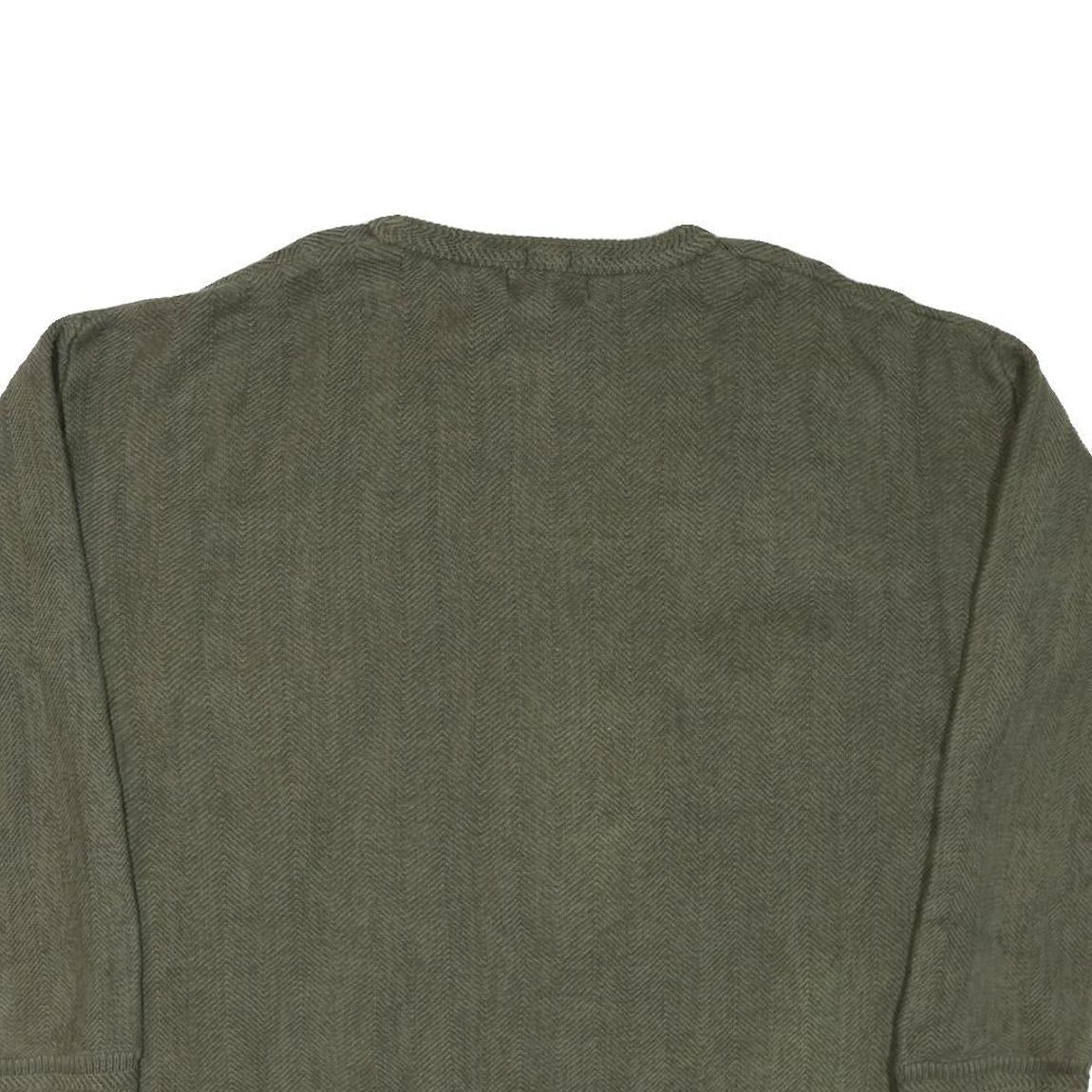 CHAPS Mens Green Patterned Cotton Blend Jumper Crew Neck Basic Knit XL Casual