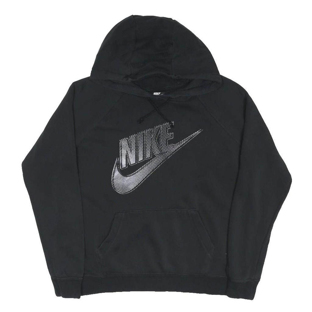 NIKE Womens Black Hoodie M Cotton Blend Pullover Hooded Sweatshirt