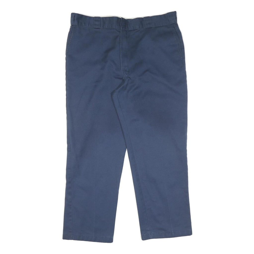 DICKIES Mens Cotton Blend Navy Blue Regular Fit Straight Leg Trousers W40 L29