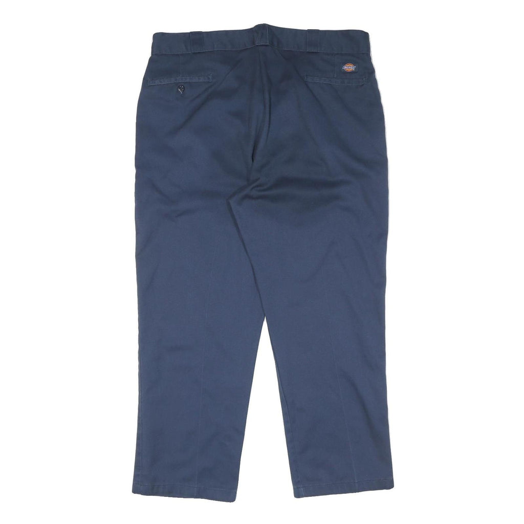DICKIES Mens Cotton Blend Navy Blue Regular Fit Straight Leg Trousers W40 L29