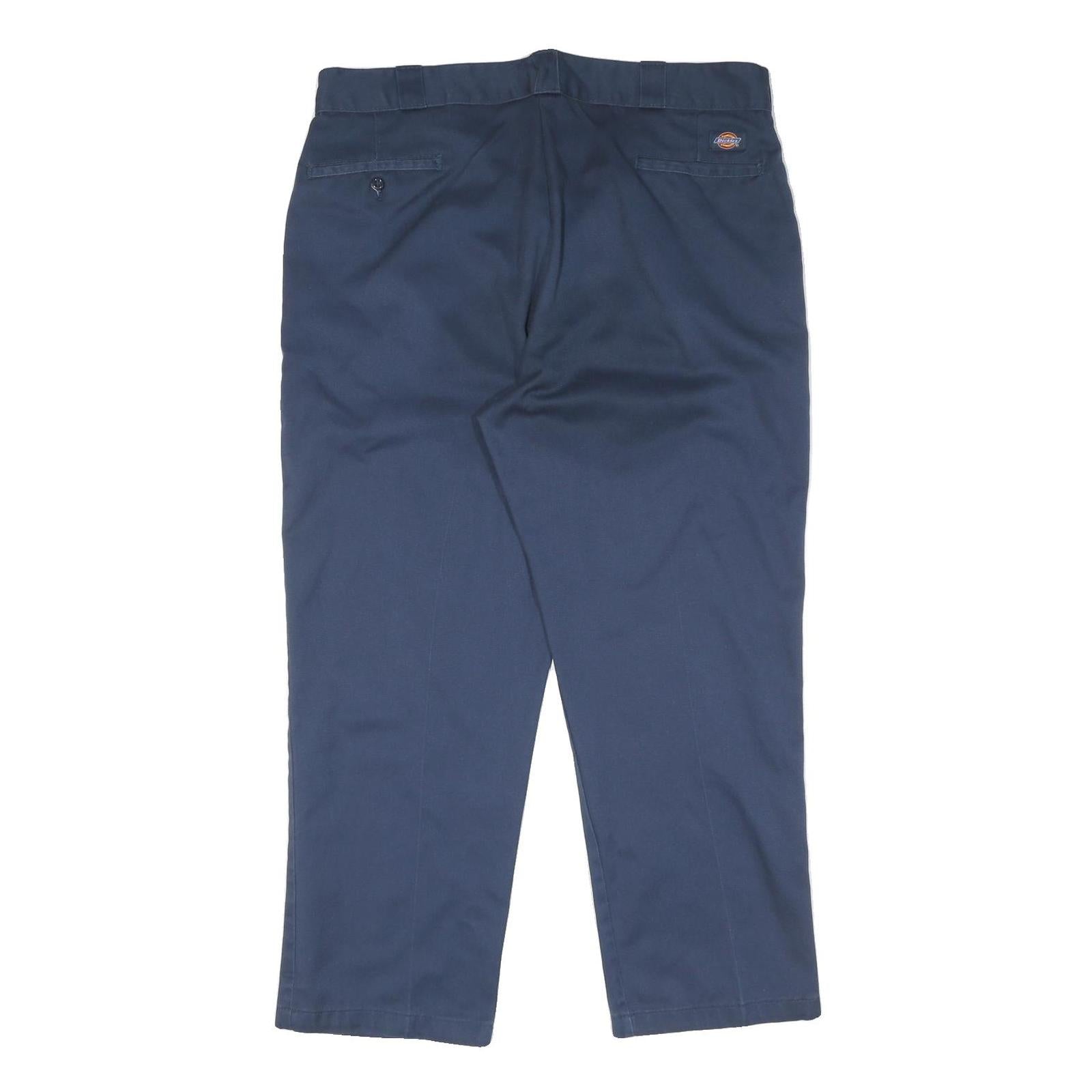 DICKIES Mens Cotton Blend Navy Blue Regular Fit Straight Leg Trousers W40 L29