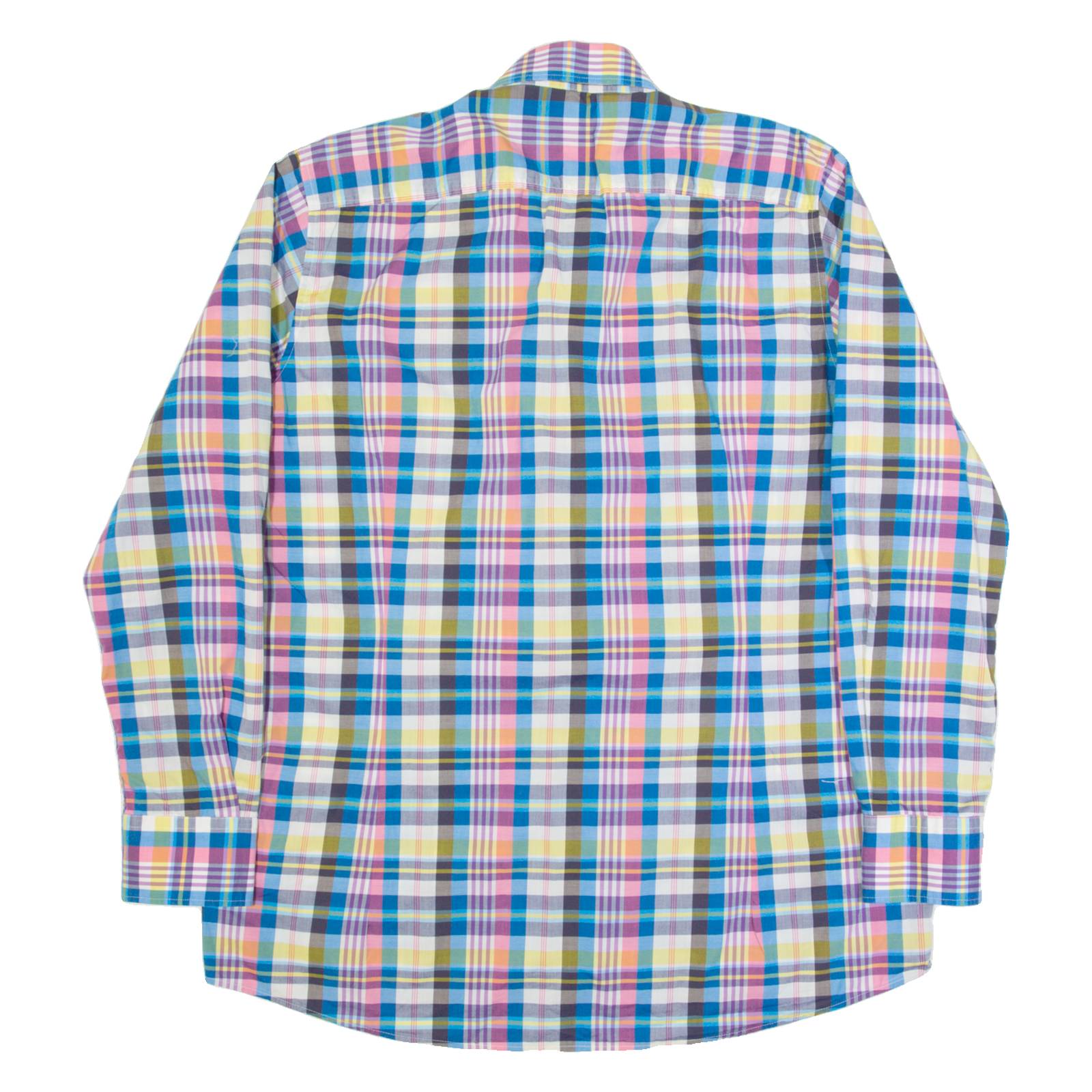 PIERRE CARDIN Mens Shirt Blue Check Long Sleeve XL