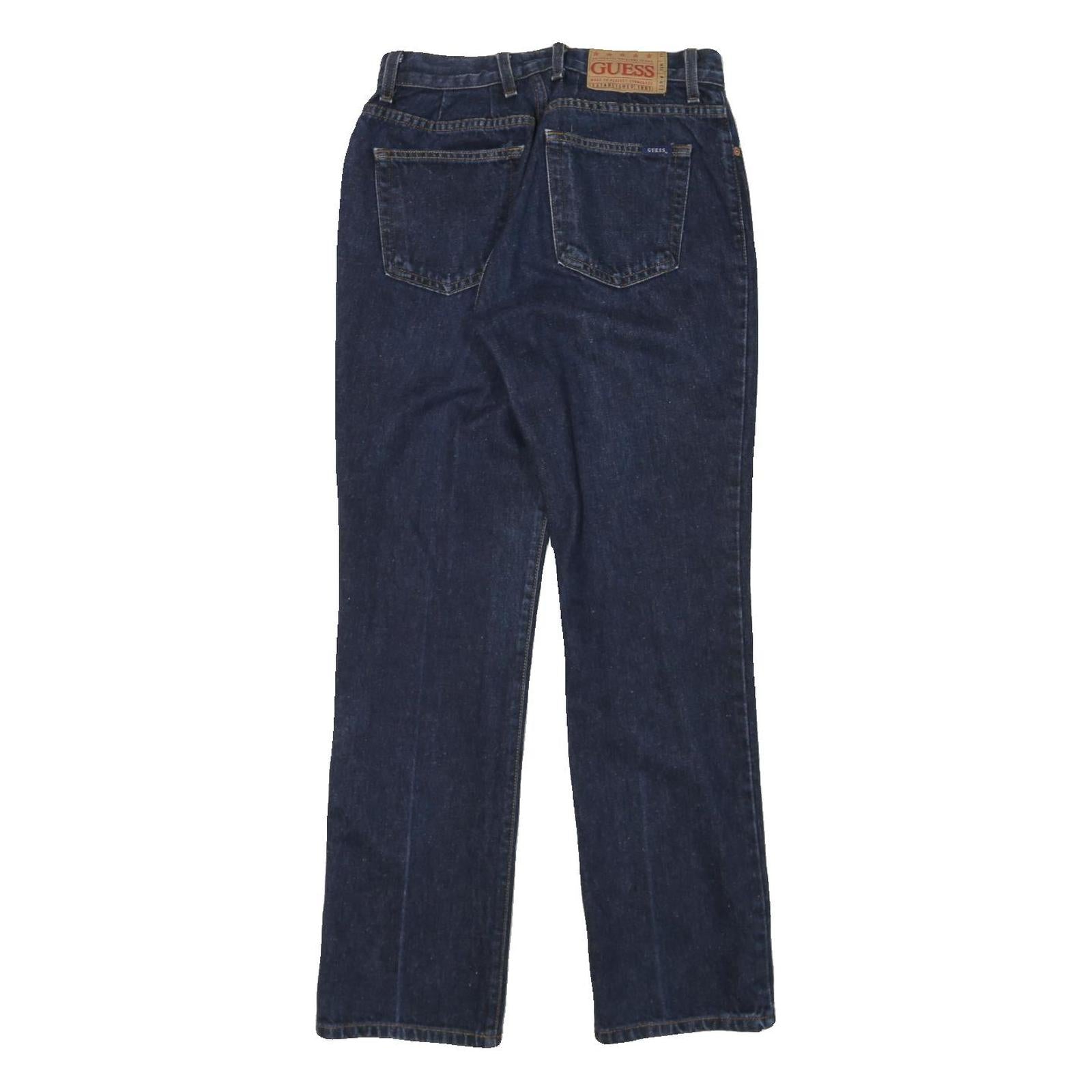 GUESS Mens Jeans Blue Regular Straight Denim Dark W26 L30 Classic Fit Zip