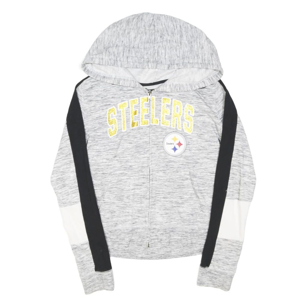 NFL Womens Grey Steelers Zip Hoodie L Sports Casual Cotton Blend