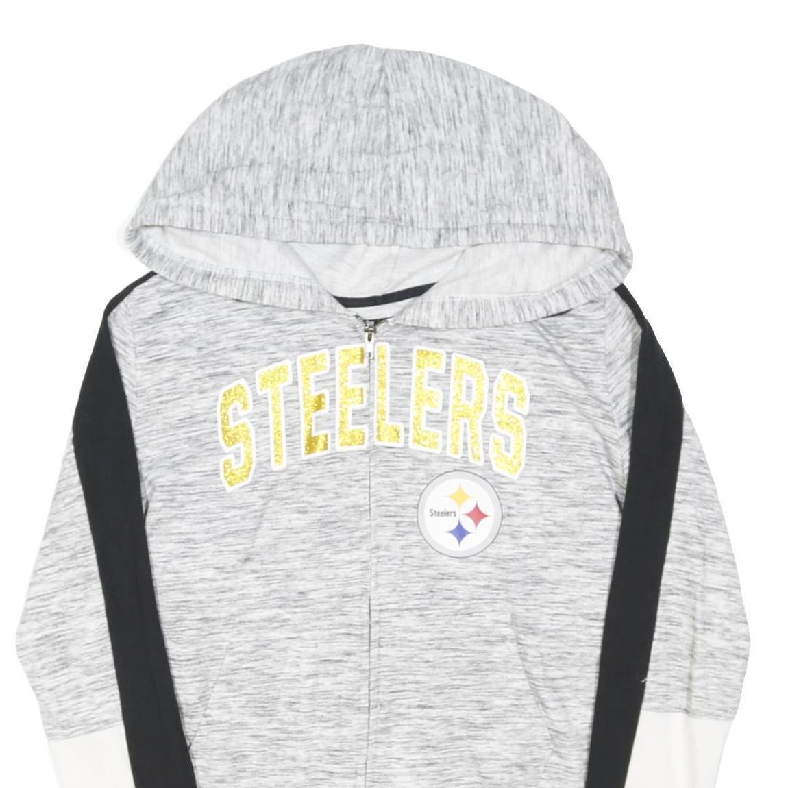 NFL Womens Grey Steelers Zip Hoodie L Sports Casual Cotton Blend