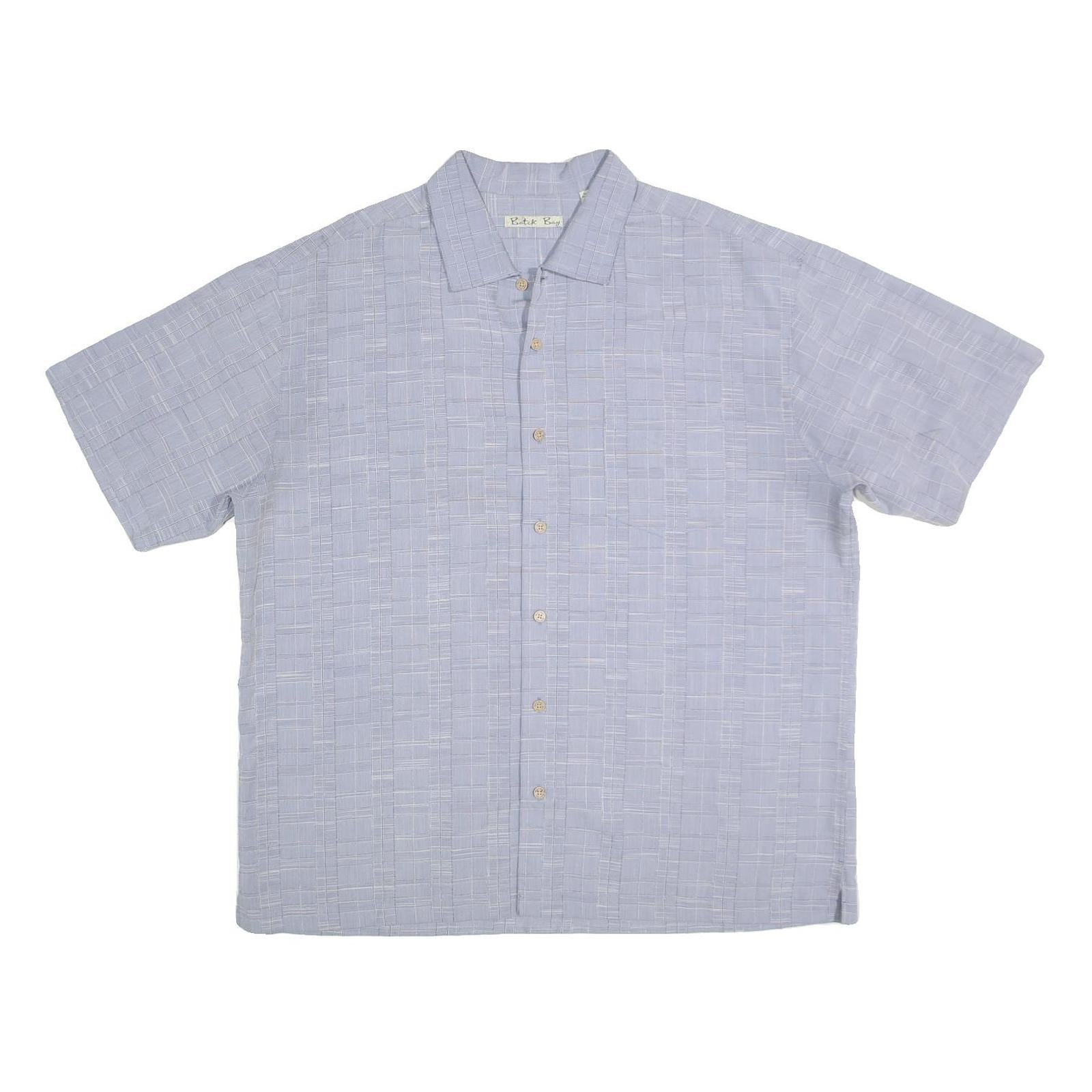 BATICK BAY Mens Blue Cotton Shirt 2XL Short Sleeve Button Front Summer Wear
