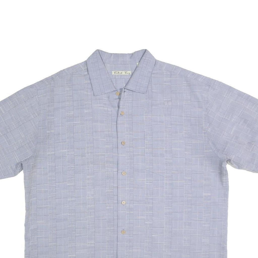 BATICK BAY Mens Blue Cotton Shirt 2XL Short Sleeve Button Front Summer Wear