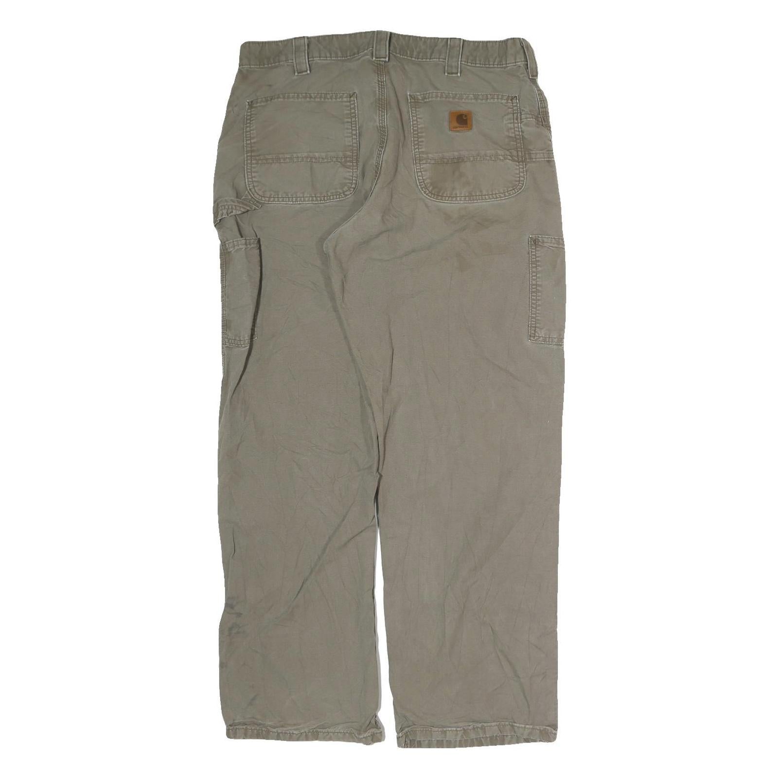 CARHARTT Mens Cotton Blend Beige Regular Fit Straight Leg Trousers W34 L31