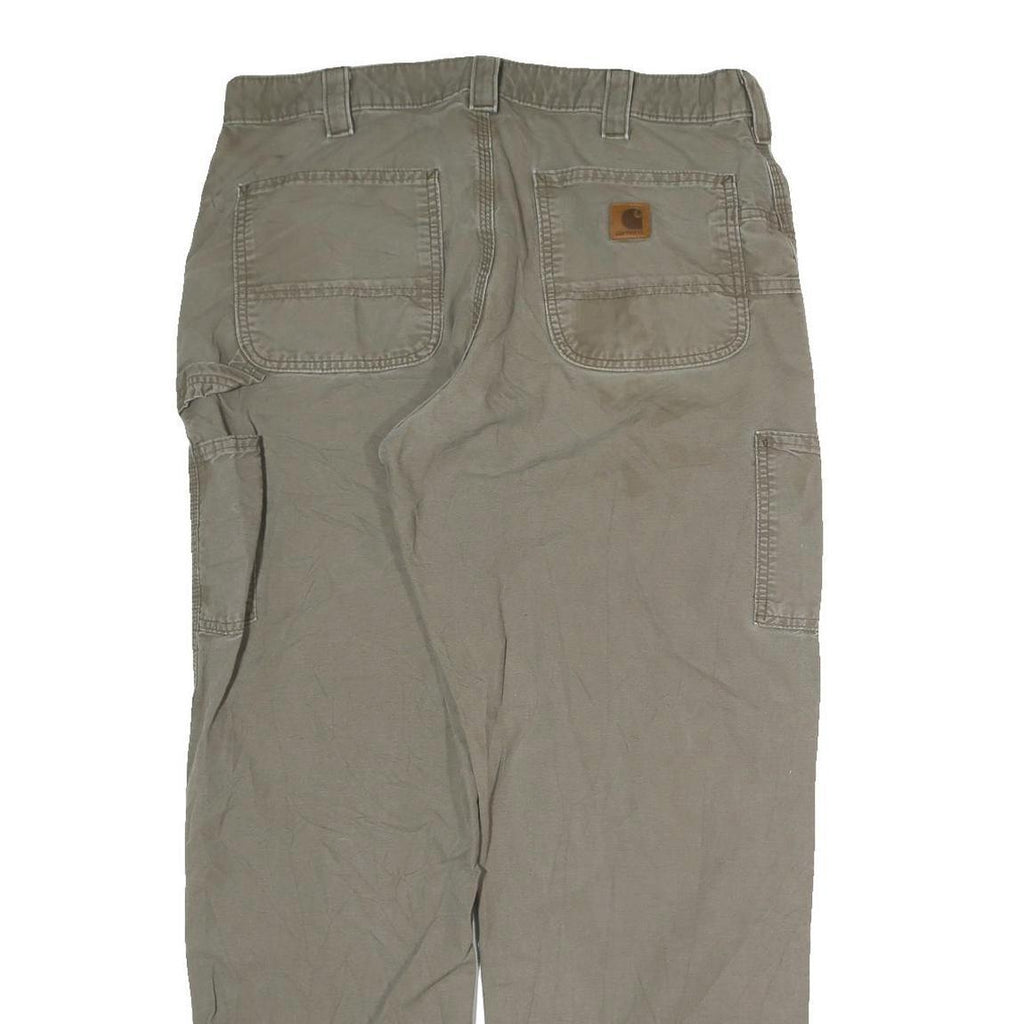 CARHARTT Mens Cotton Blend Beige Regular Fit Straight Leg Trousers W34 L31