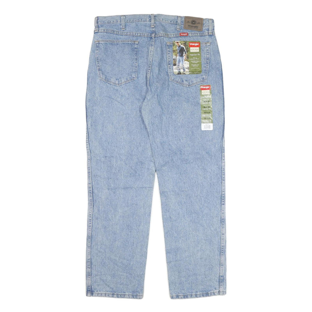 WRANGLER Mens Jeans Blue Regular Straight Denim Light W35 L31 Classic Zip