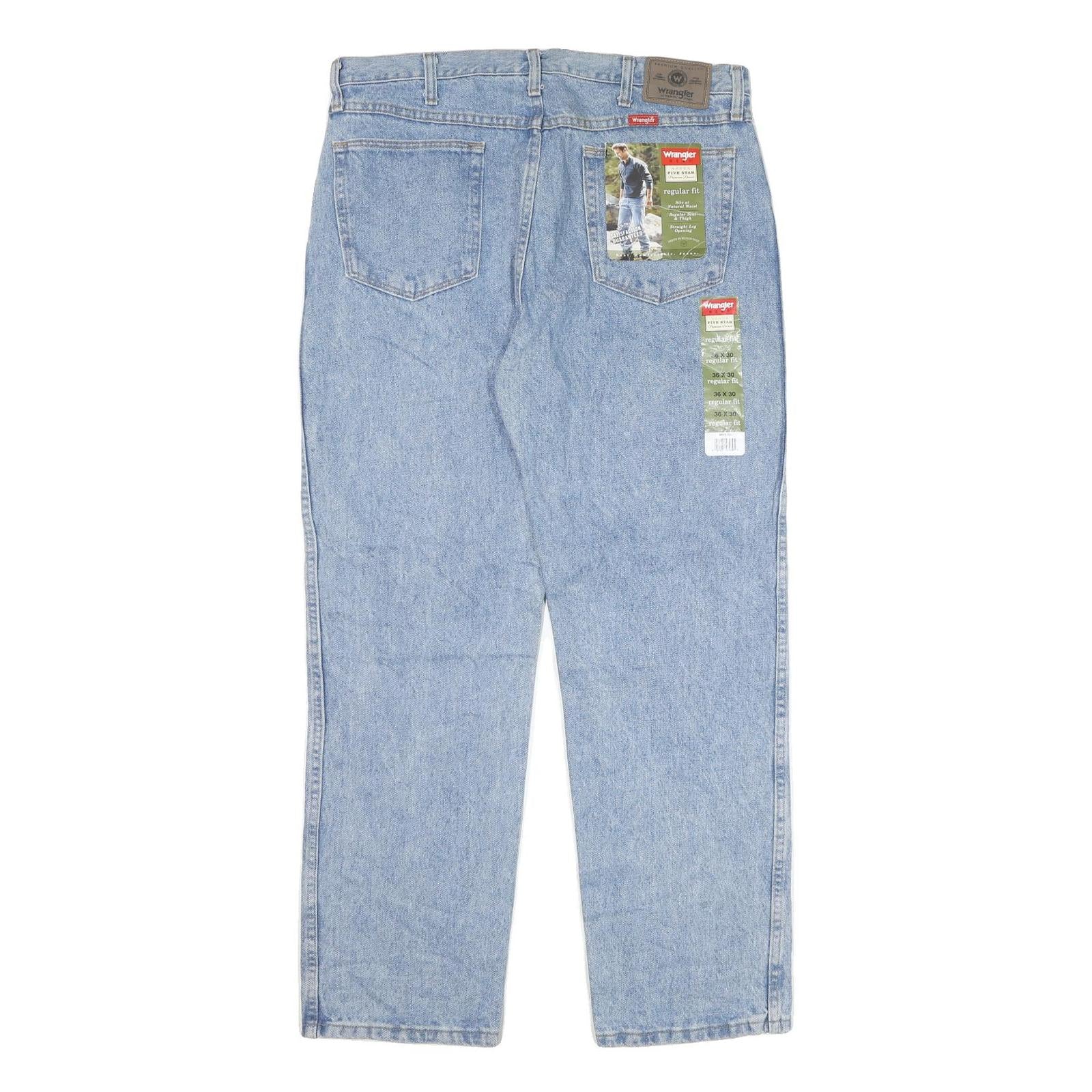 WRANGLER Mens Jeans Blue Regular Straight Denim Light W35 L31 Classic Zip