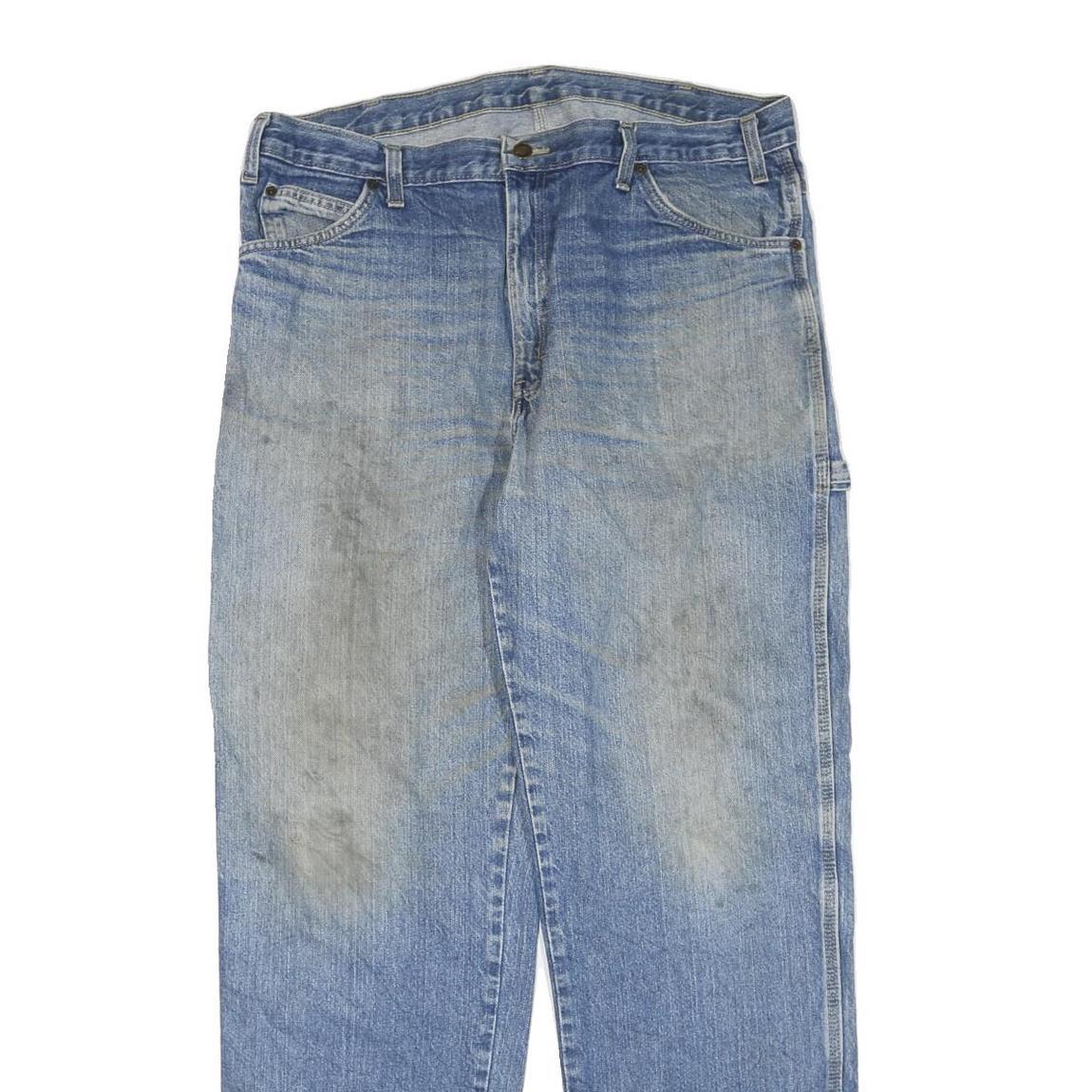 DICKIES Mens Blue Regular Fit Straight Leg Denim W38 L34 Workwear Zip Jeans