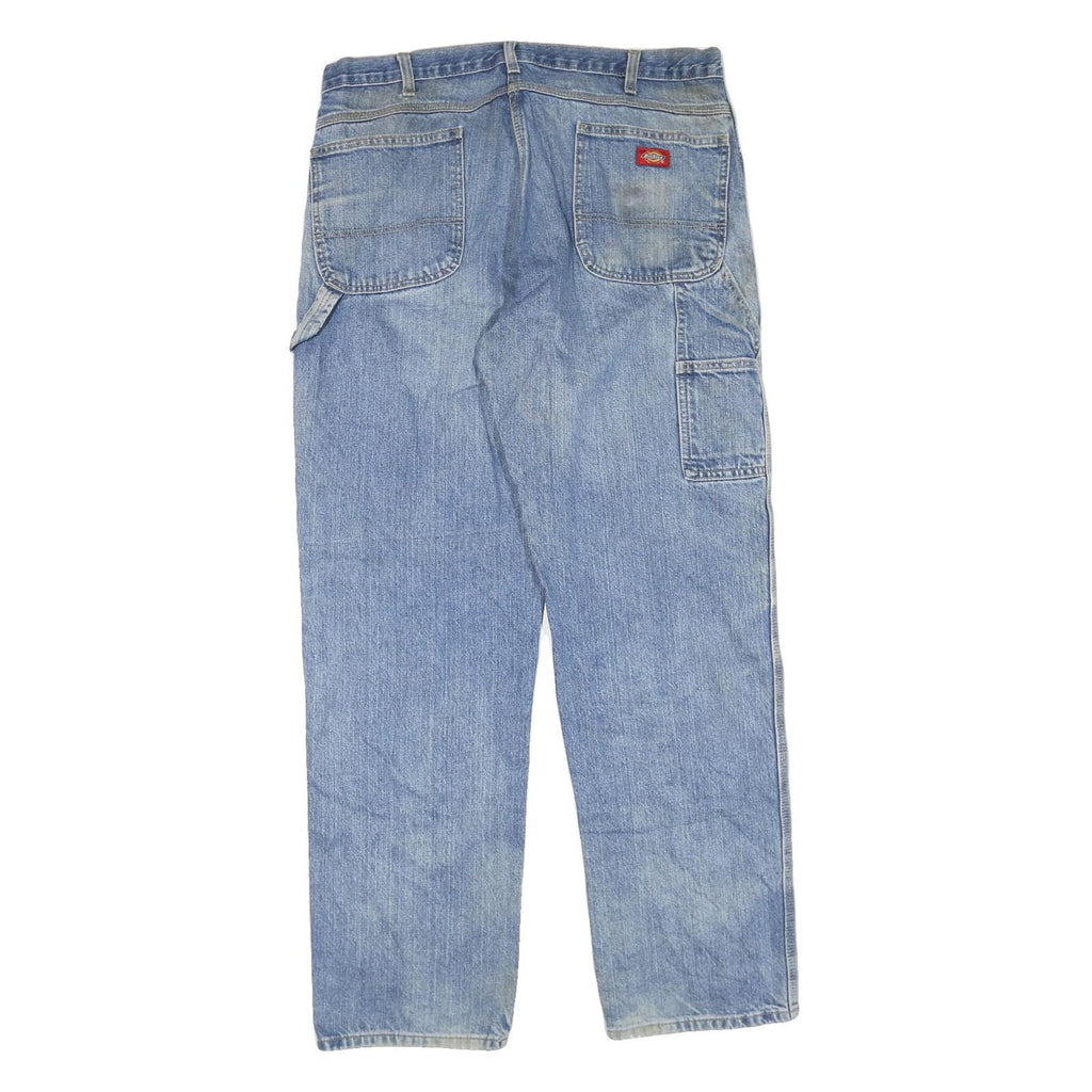 DICKIES Mens Blue Regular Fit Straight Leg Denim W38 L34 Workwear Zip Jeans