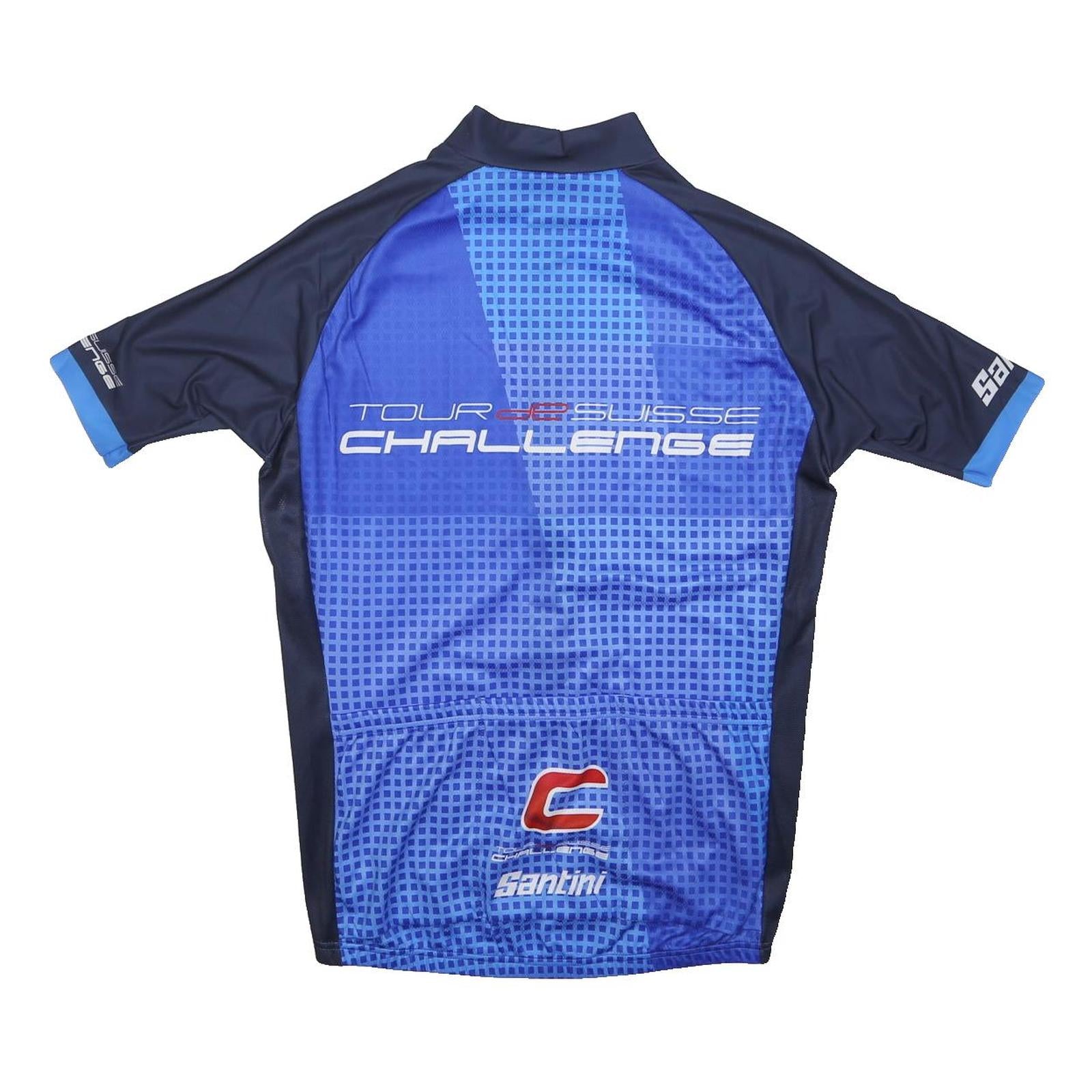 SANTINI Mens Blue & Navy Tour Challenge Cycling Jersey L Short Sleeve Zip Neck