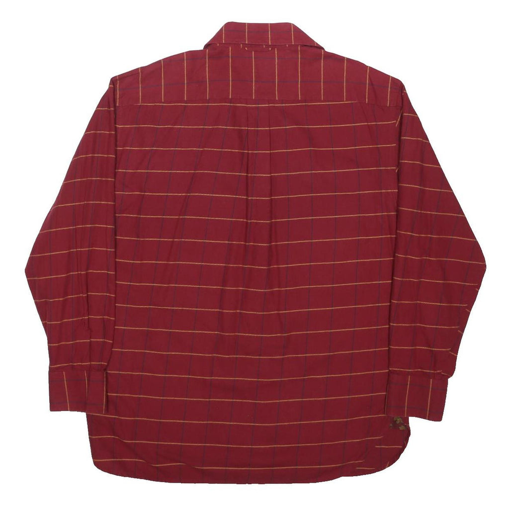 TOMMY HILFIGER Mens Red Check Shirt L Cotton Blend Casual Button Shirt