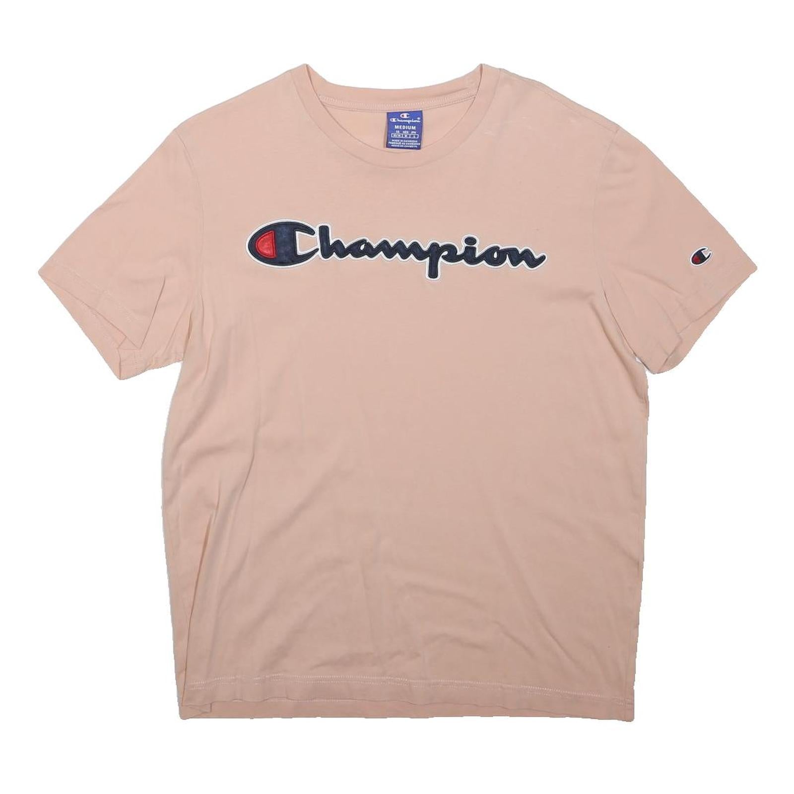 CHAMPION Mens Beige Cotton Blend Graphic T-Shirt M Short Sleeve Crew Neck