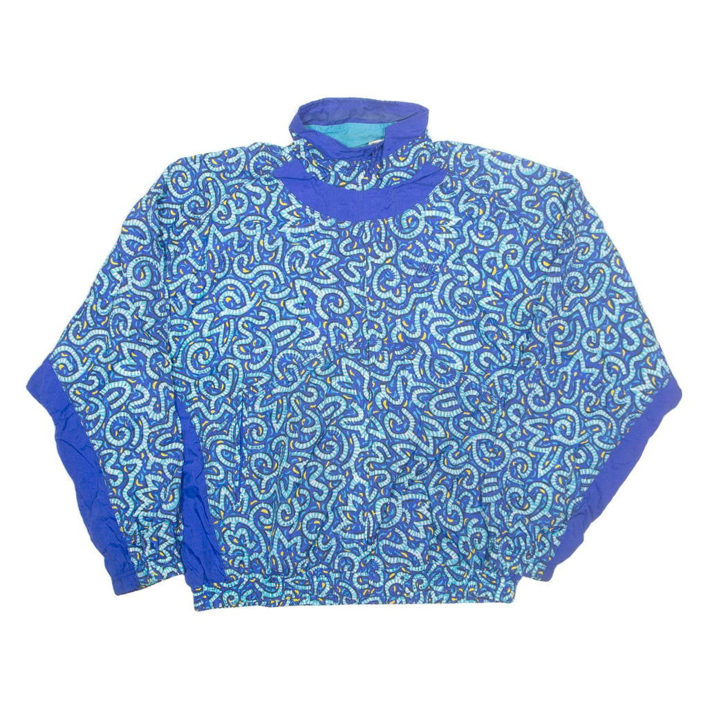 NIKE Mens Track Jacket Blue Crazy Pattern L