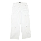 YES OR NO Mens Cotton Blend White Relaxed Zip Trousers W32 L31 Cargo Style