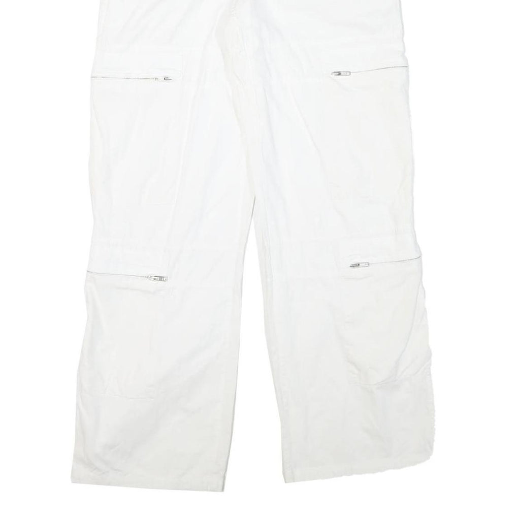 YES OR NO Mens Cotton Blend White Relaxed Zip Trousers W32 L31 Cargo Style