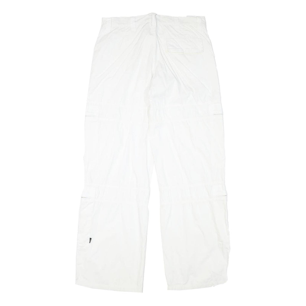 YES OR NO Mens Cotton Blend White Relaxed Zip Trousers W32 L31 Cargo Style