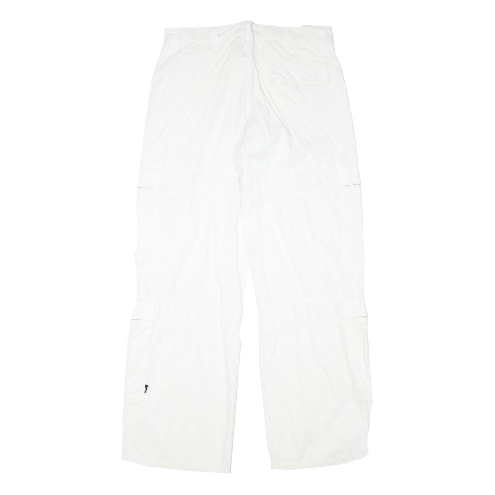 YES OR NO Mens Cotton Blend White Relaxed Zip Trousers W32 L31 Cargo Style