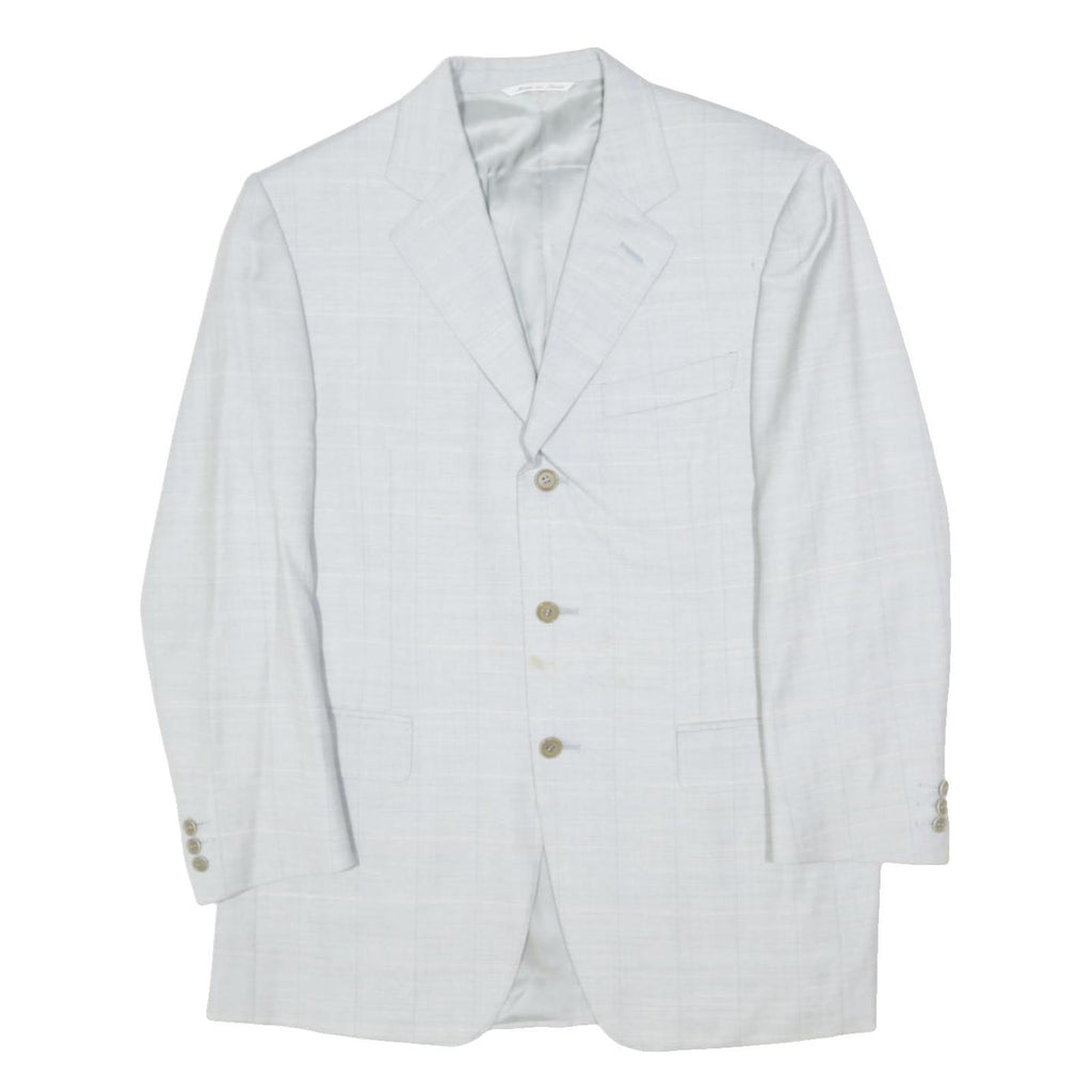 CANNALI Mens White Slim Wool Jacket M Woven Classic Button Closure