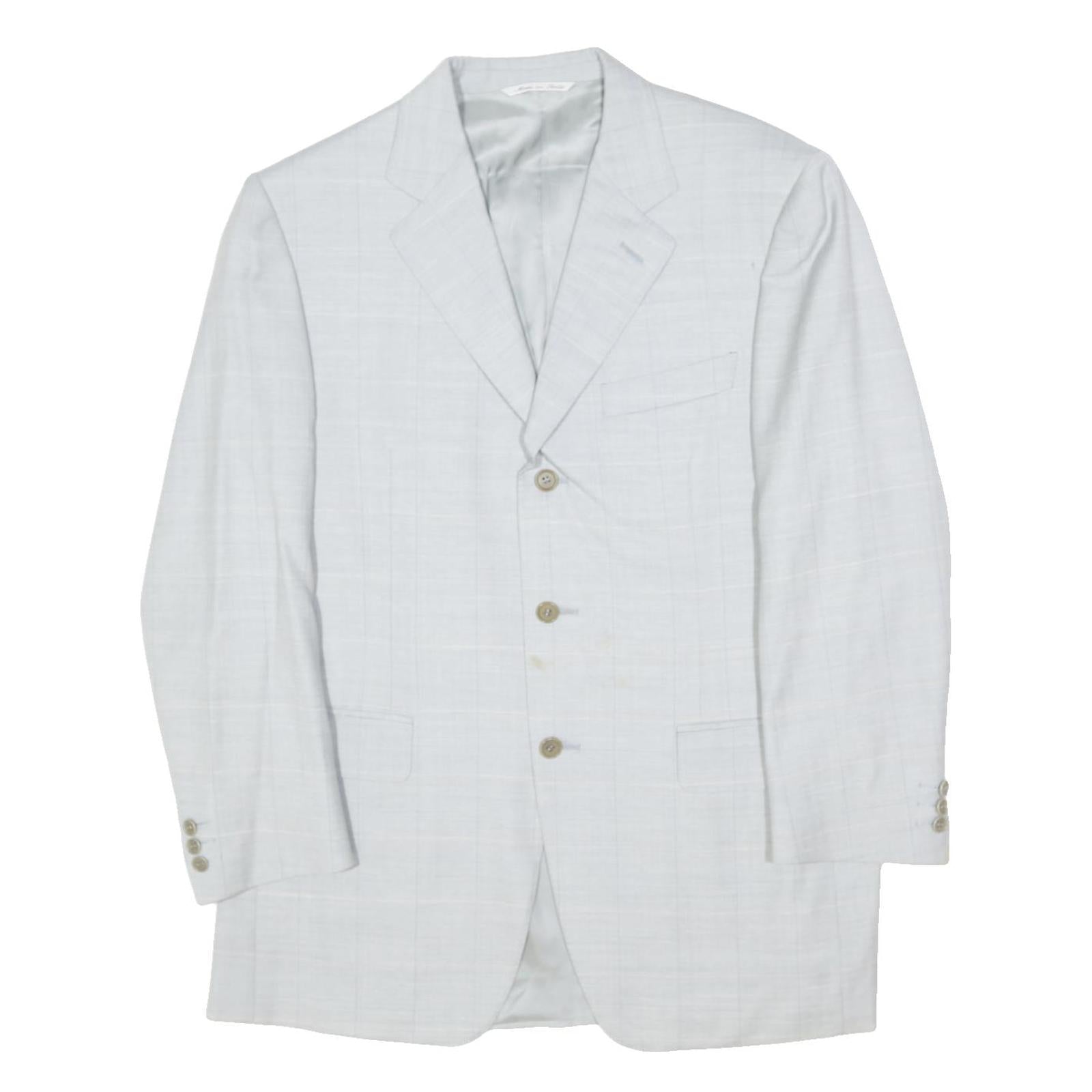 CANNALI Mens White Slim Wool Jacket M Woven Classic Button Closure