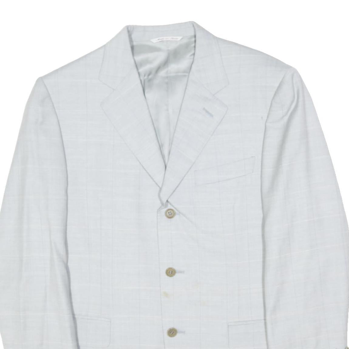 CANNALI Mens White Slim Wool Jacket M Woven Classic Button Closure