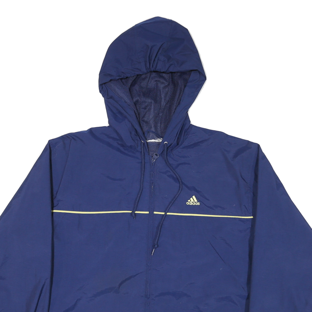 ADIDAS Mens Blue Jacket L Polyester Blend Zip Hooded Track Casual Sportswear