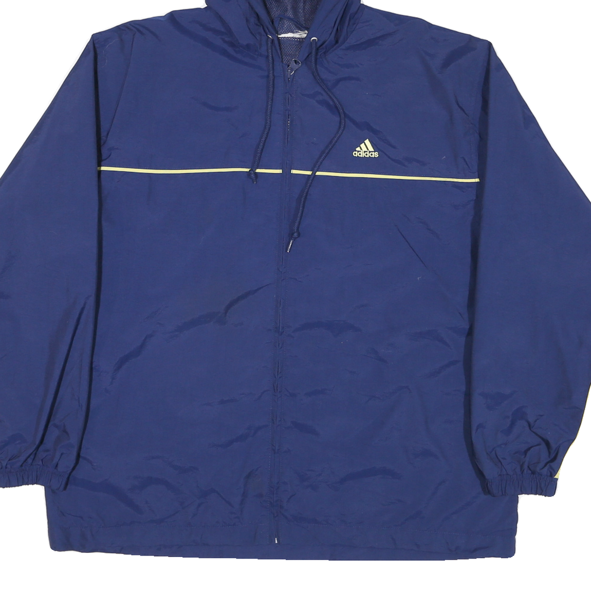 ADIDAS Mens Blue Jacket L Polyester Blend Zip Hooded Track Casual Sportswear