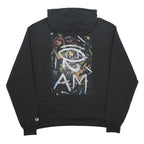 CHAMPION Mens Black I Am Pullover Hoodie L Cotton Blend Graphic Drawstring