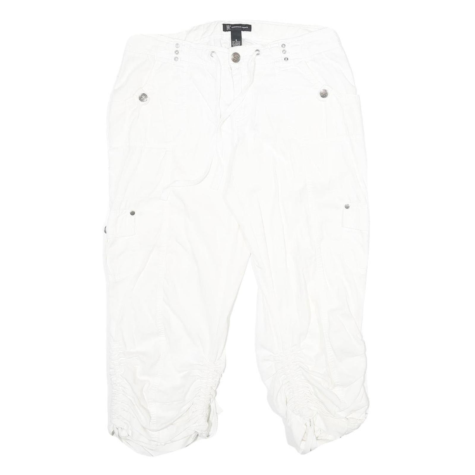 INERNATIONAL CONCEPTS Womens Cotton Blend White Regular Capri Trousers W32 L23