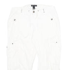 INERNATIONAL CONCEPTS Womens Cotton Blend White Regular Capri Trousers W32 L23
