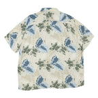 CROFT & BARROW Mens Cream Green & Blue Hawaiian Shirt XL Cotton Blend Casual