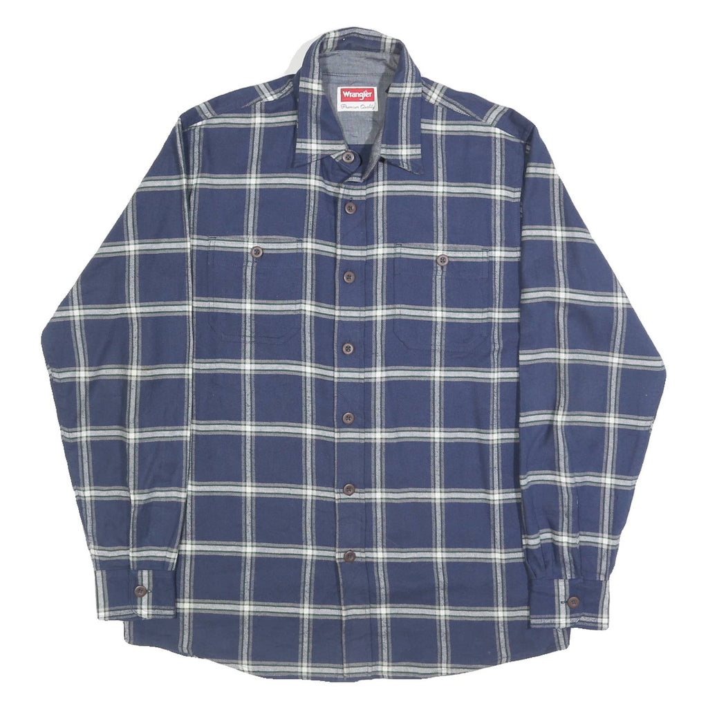 WRANGLER Mens Blue Check Shirt M Cotton Long Sleeve Button Casual Shirt