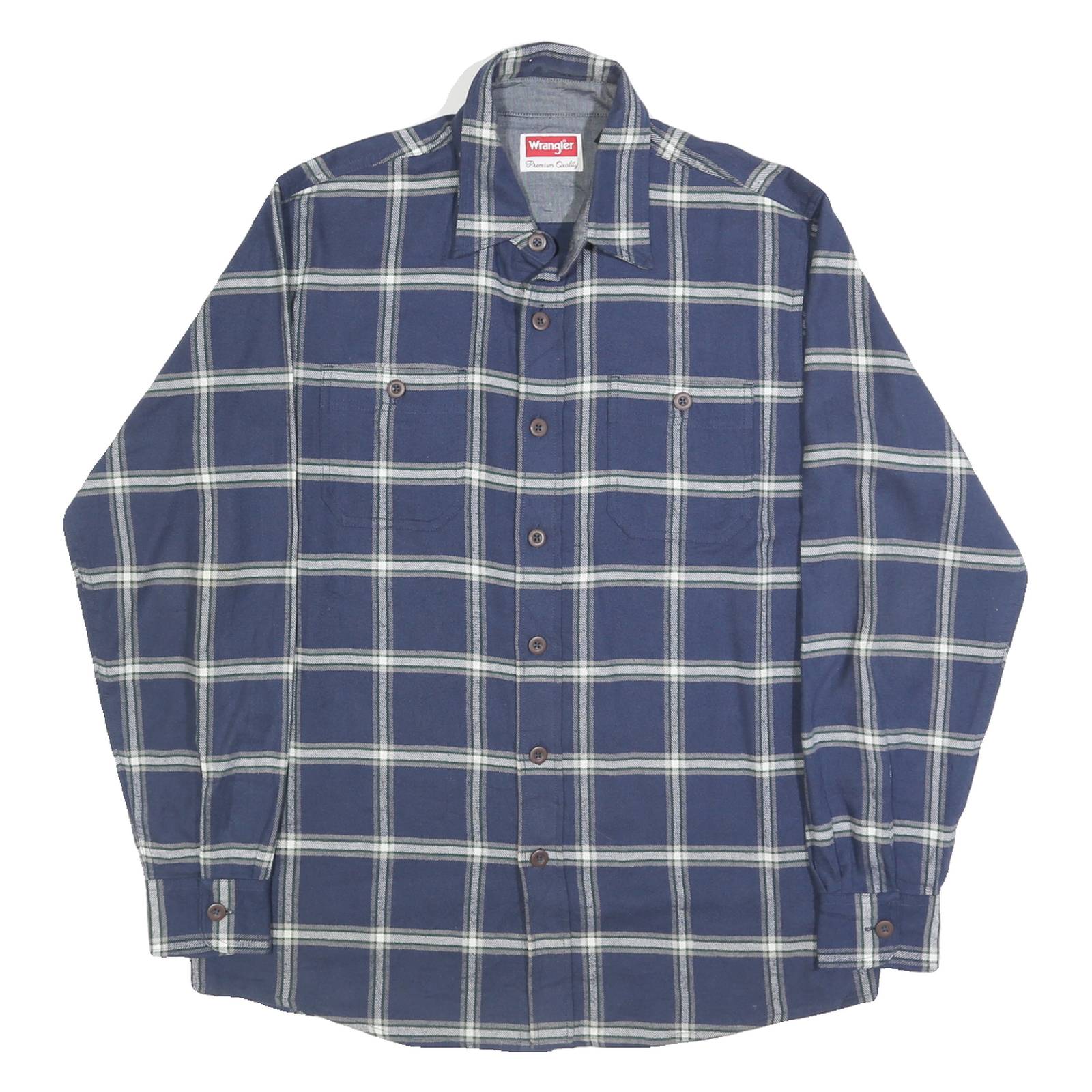 WRANGLER Mens Blue Check Shirt M Cotton Long Sleeve Button Casual Shirt