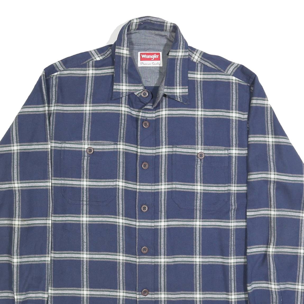WRANGLER Mens Blue Check Shirt M Cotton Long Sleeve Button Casual Shirt