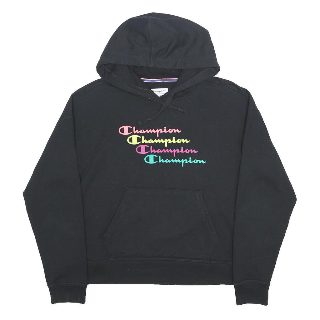 CHAMPION Womens Black Hoodie M Cotton Blend Pullover Hooded Sweatshirt