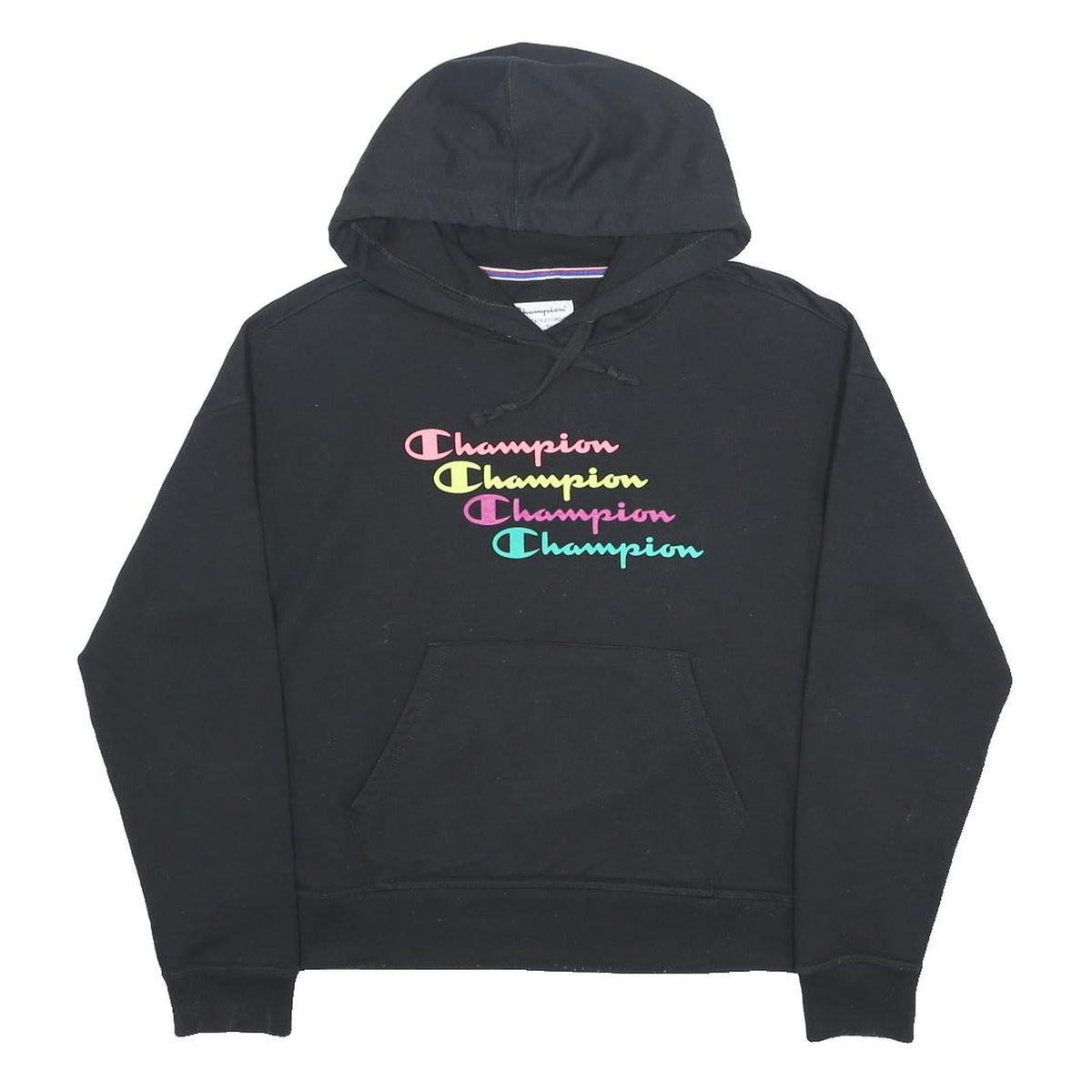 CHAMPION Womens Black Hoodie M Cotton Blend Pullover Hooded Sweatshirt