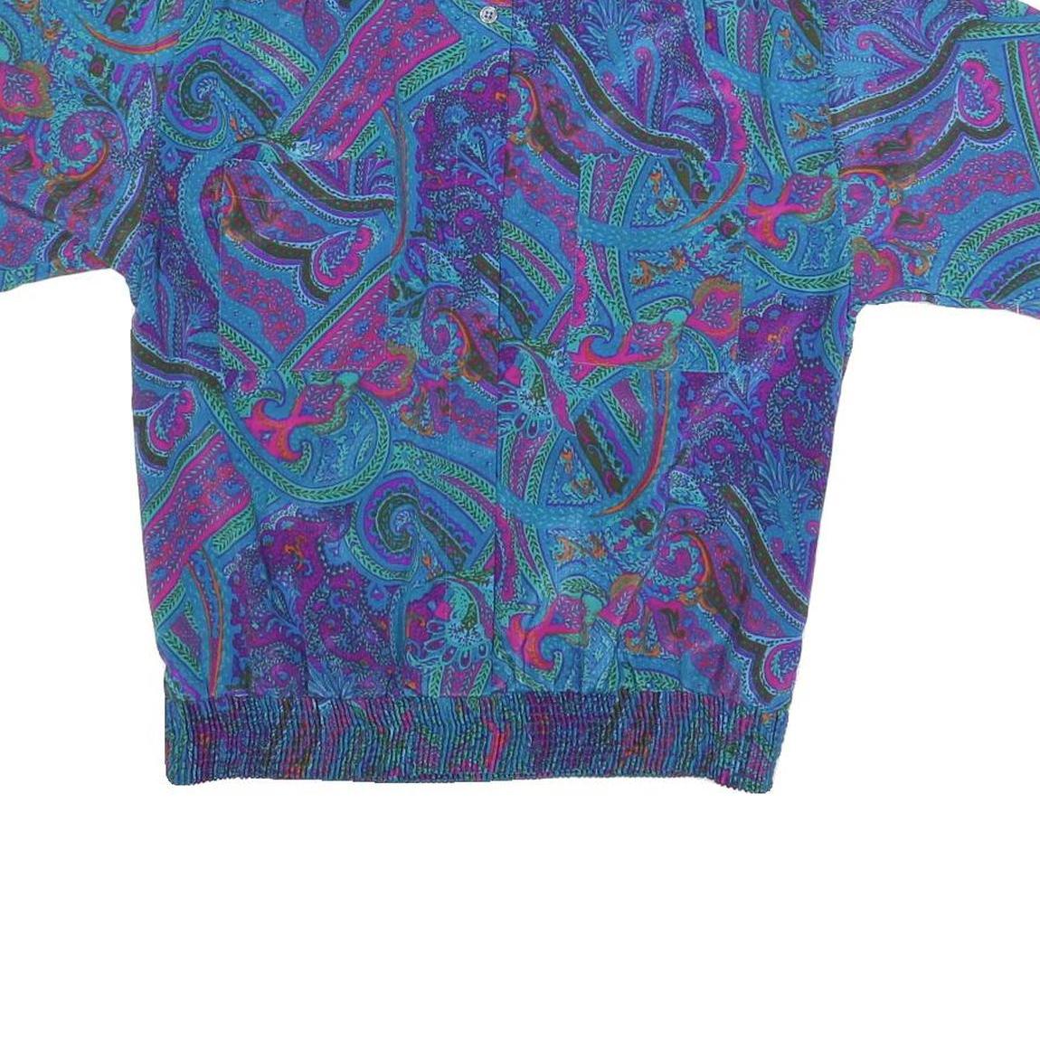 ALFRED DUNNER Womens Blue Printed Short Sleeve Round Neck Top M Relaxed Fit