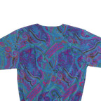 ALFRED DUNNER Womens Blue Printed Short Sleeve Round Neck Top M Relaxed Fit