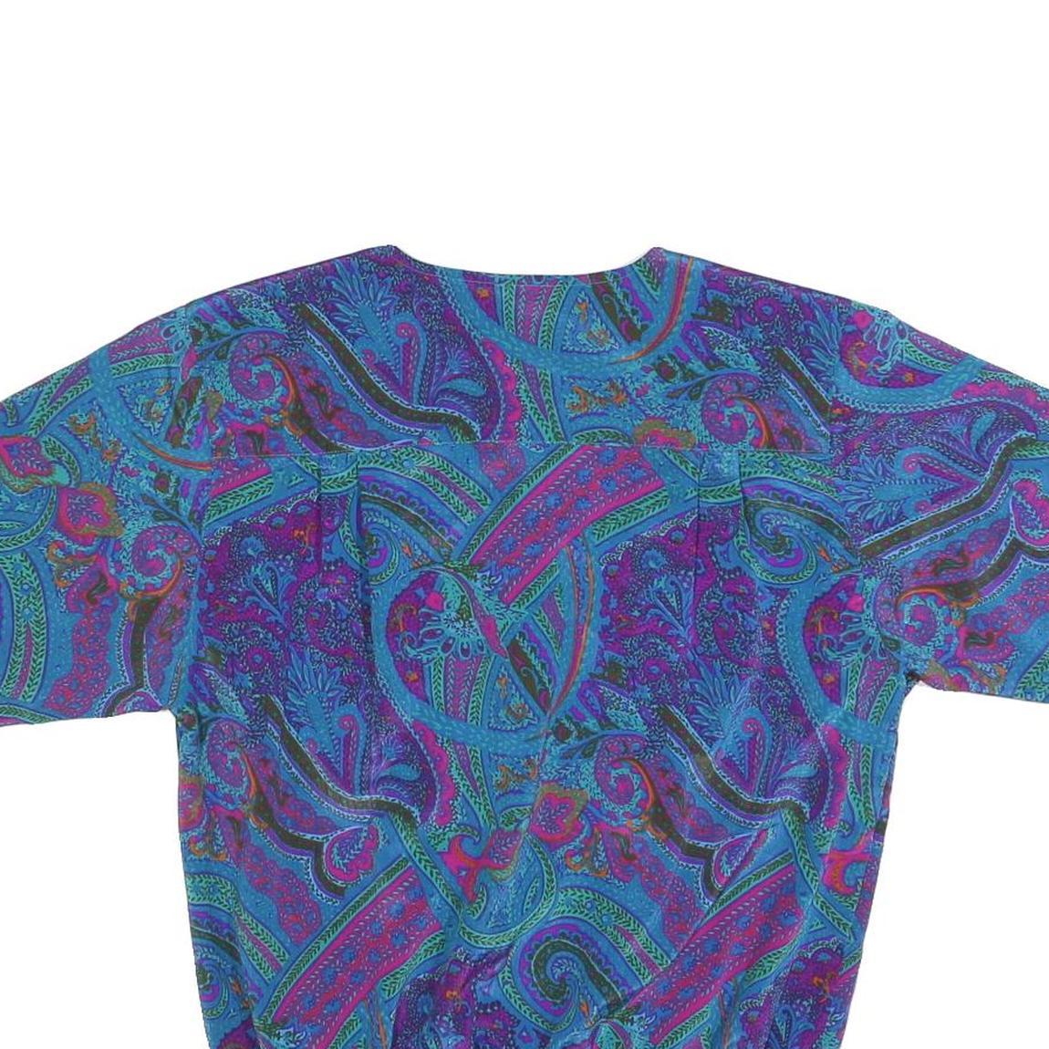 ALFRED DUNNER Womens Blue Printed Short Sleeve Round Neck Top M Relaxed Fit