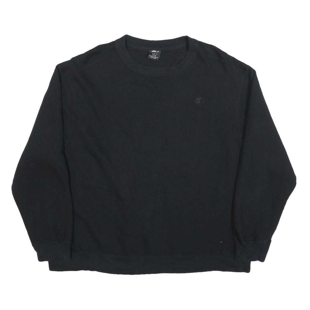 STARTER Womens Black Crew Neck L Cotton Blend Classic Logo Sweatshirt