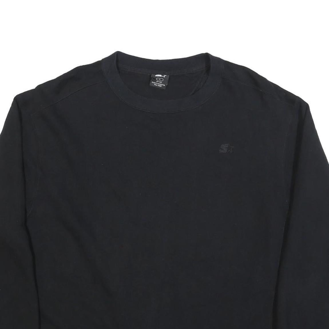 STARTER Womens Black Crew Neck L Cotton Blend Classic Logo Sweatshirt