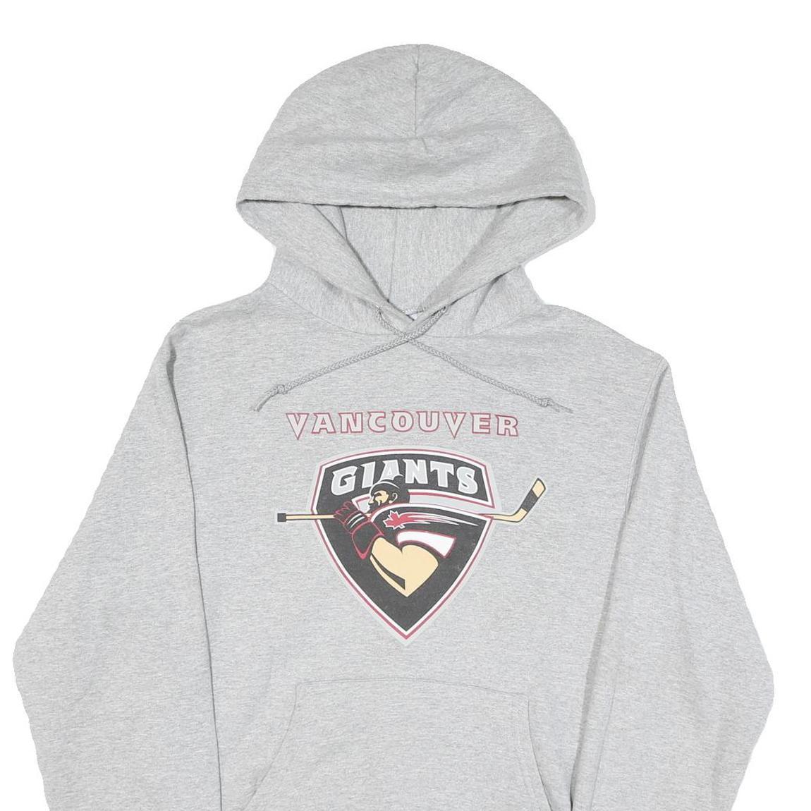 CHAMPION Mens Grey Vancouver Giants Pullover S Cotton Blend Jersey Drawstring