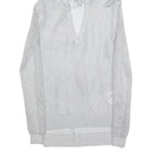 MICHAEL KORS Womens Grey Hoodie Long Sleeve V-Neck Mesh Top S Lightweight