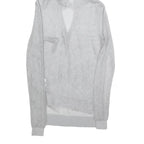 MICHAEL KORS Womens Grey Hoodie Long Sleeve V-Neck Mesh Top S Lightweight