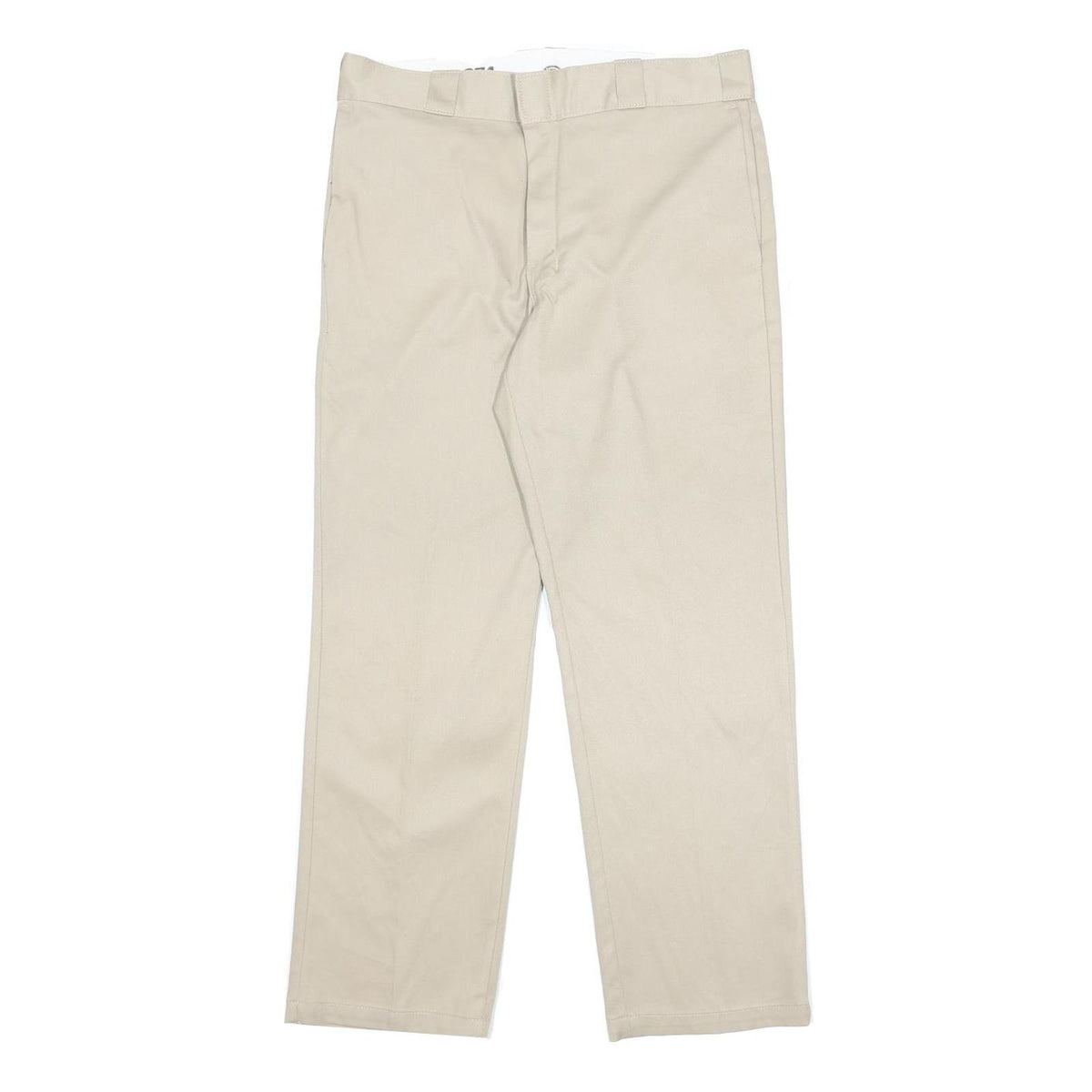 DICKIES Mens Regular Fit Beige Cotton Blend Trousers W34 L30 Workwear Zip Fly