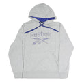 REEBOK Mens Grey Hoodie S Cotton Pullover Casual Sportswear Drawstring Hood