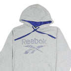 REEBOK Mens Grey Hoodie S Cotton Pullover Casual Sportswear Drawstring Hood
